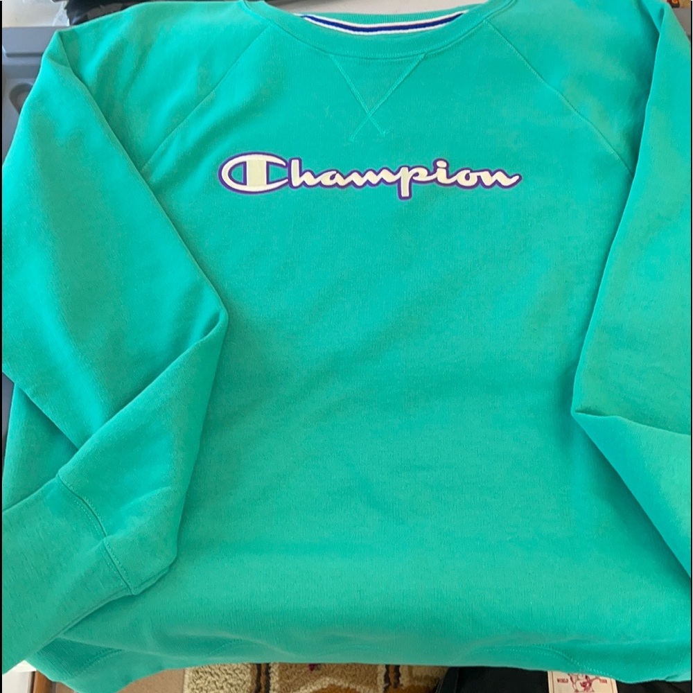 Champion Crew Sweatshirt. Turquoise or real color. Size L. New never worn.